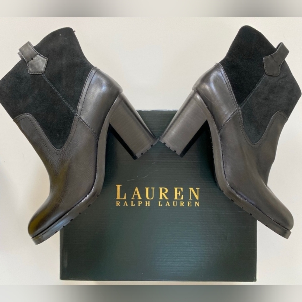 NWT Ralph Lauren Suede & Leather Booties Size 8